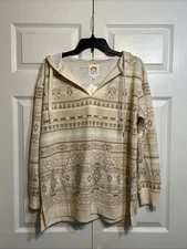 NWT C&C California Aztec Top Hoodie Sweatshirt Women’s Natural Size L Large