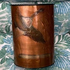 Gregory Hentzi Vintage Signed Copper Wrapped Tin Wastebasket Mallards / Ducks