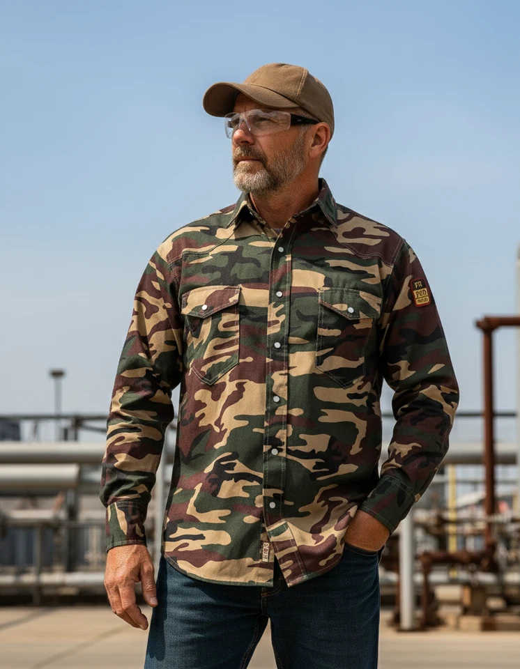 Flame Resistant Shirt FRC Camouflage - 100% Cotton blend, 7 oz. - Image 3 of 4