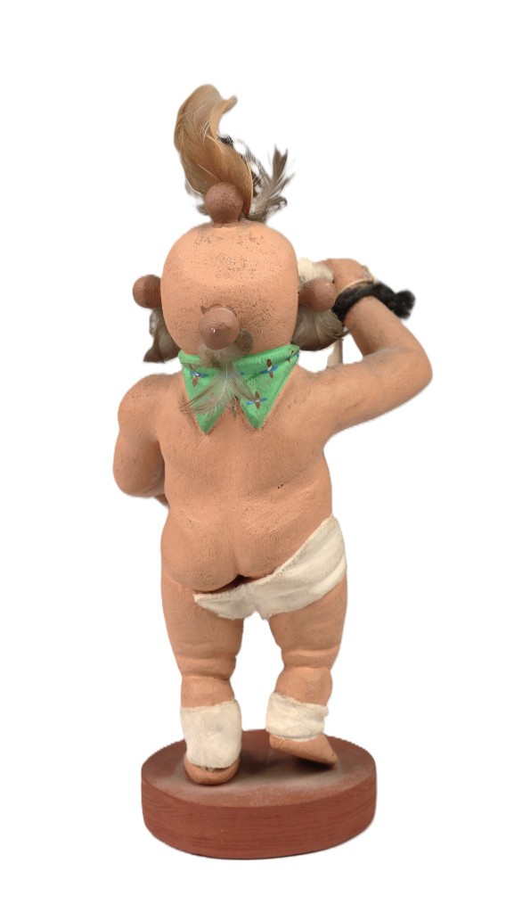 Hopi Kachina Mudhead Baby Doll By Henry Shelton ca. 1960  Size 6.5" H + Feathers