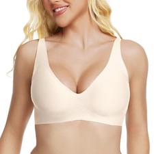 Jelly Wireless Bra for Women Deep V Push Up Seamless T-Shirt Bras Comfortable...