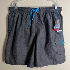 Speedo Swim Shorts Mens XXL Gray Blue TurboDri Volley 20" Shorts Lined NEW