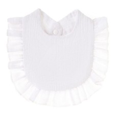 Baby Bibs 1 Pack 4-Layer Soft Absorbent Lace Feeding Teething White Baptism