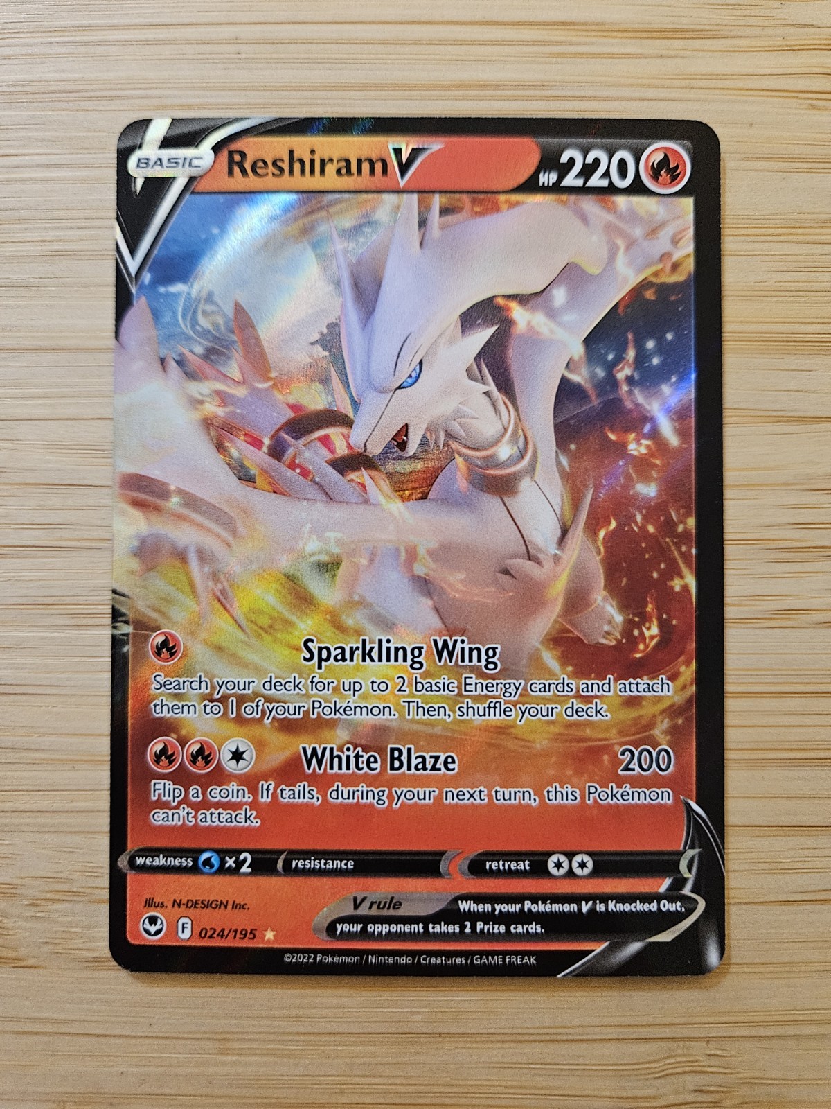 Reshiram V 024/195 Silver Tempest NM Ultra Rare Pokemon Card