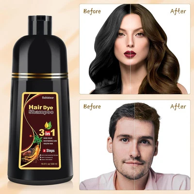 MEIDU Dark Brown Hair Dye Shampoo Grey Cover Instant Darkening Permanent 500ml