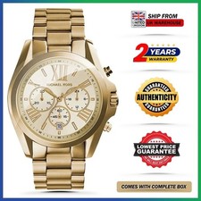 Image of New MICHAEL KORS MK5605 Bradshaw Gold Strap Dial Chronograph Womens Watch 43mm