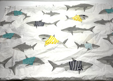 Pottery Barn Kids Sharks wearing shirts Full/Double Sheet Set Cotton