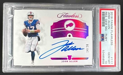 2018 Panini Flawless Josh Allen Ruby /20 #117 Auto RC Buffalo Bills PSA 10
