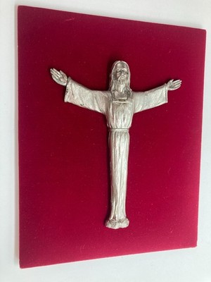 Metallo Inciso A. Mano Risen Lord Christ Jesus Italy Red Velvet Christian Easter