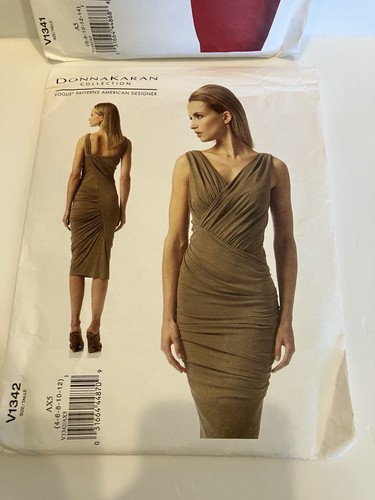 VOGUE V1341 DONNA KARAN Dress Tucked Sleeve V1342 Gathered Sewing Uncut Patterns - Picture 3 of 7