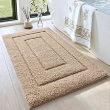 DEXI Bathroom Rug 32x20, Non Slip Washable 1'8" X 2'8" Rectangular , Beige
