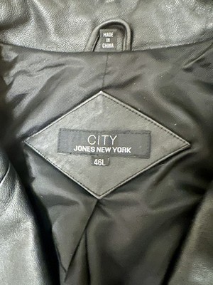 City Jones New York Leather Blazer Jacket - Mens' Size 46L-Black
