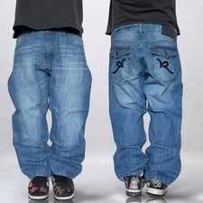 Rocawear Y2K Baggy Blue Jeans Embroidered Logo Men  s Size 38