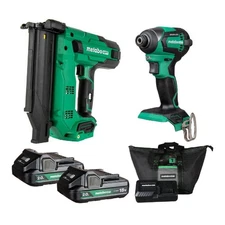 Metabo HPT KC18DEXQDM 18V Brad Nailer & Impact Driver Combo Kit 2-(2 Ah) New