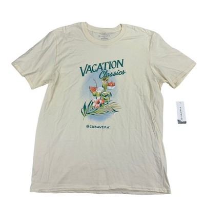 Cubavera Mens La Isla De Cuba Graphic Short Sleeve Cotton T-Shirt Off White L