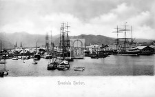 Boat Docks & Ship Harbor Honolulu Hawaii HI - Reprint