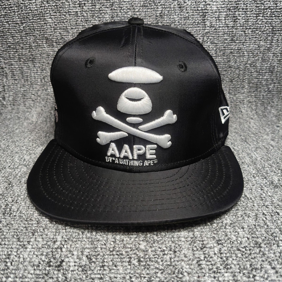 帽子 A BATHING APE AAPE By A Bathing Ape Black Snapback Cap Flat Brim One Size | eBay