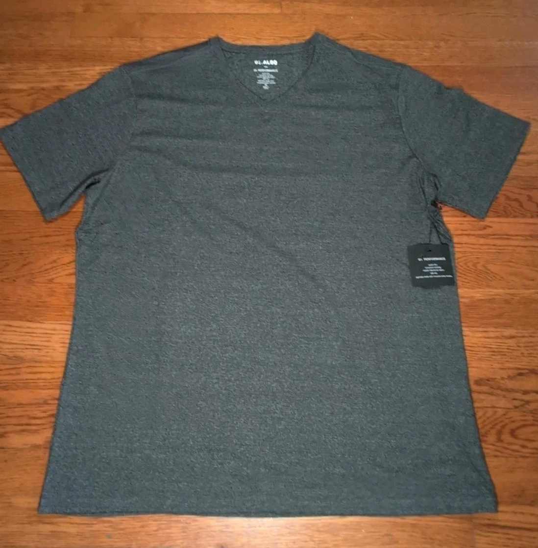 01. Algo Shirt Mens XL Gray Performance Quick Dry Lightweight Casual V Neck