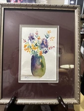 Vase Of Flowers, Impressionism Watercolor By Sory