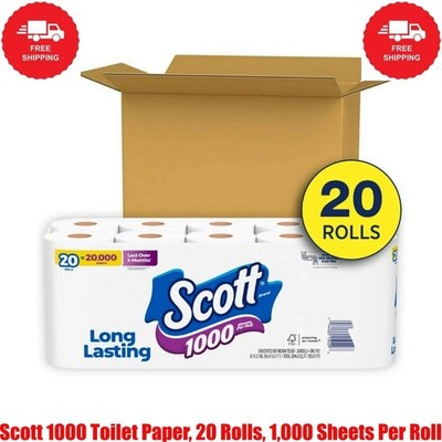 Scott 1000 Toilet Paper, 20 Rolls, 1,000 Sheets Per Roll