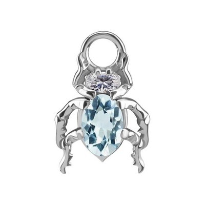 Charms - CoCr NF - Käfer mit blauen Nano-Edelsteinen - Silber - D-085