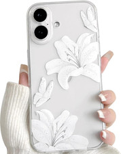 Cover per Iphone 16 Trasparente Grazioso Con Fiore Di Giglio Farfalla Motivo per