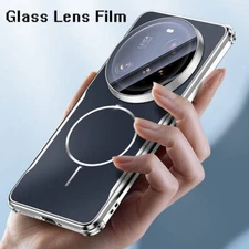 For Xiaomi 15 Ultra, Luxury Magnetic Glass Lens Camera Cover Acrylic Clear Case