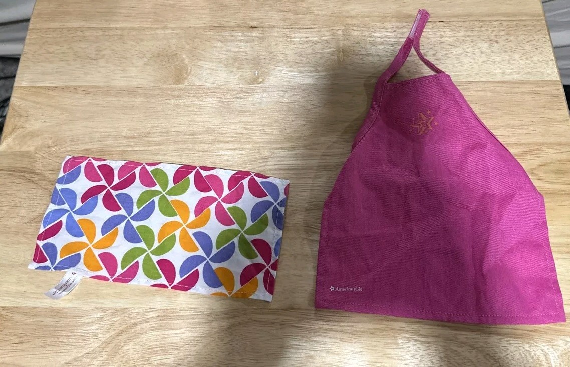 American Girl Doll Bakery Apron and Towel Set for Pretend Play