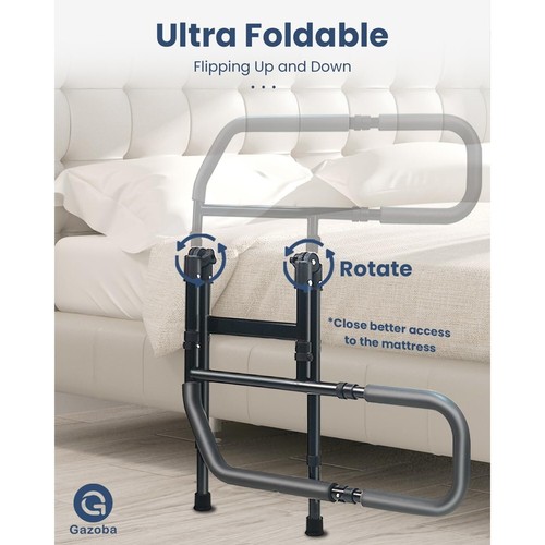 Bed Rails for Elderly Adults Safety with Motion Light & Storage Pouch, Foldable - Picture 6 of 7