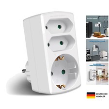 Mehrfachsteckdose 3-Fach Steckdosenadapter, 2 Euro+1 Schuko Steckdose Kinders...