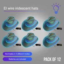 White Iridescent Space Light Up Cowboy Hat – EL Wire Rave Cowgirl by Party Glowz