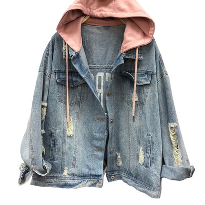denim ripped jacket womens