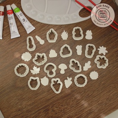 Botanical Clay Cutters - Cactus Flower Leaf Set, 13pcs