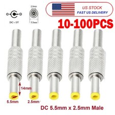 Lot of DC Power Jack 5.5mm x 2.5mm Male Plug Adapter Connector with Metal Handle