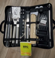 New Grilling Accessories 14 Pc Grill Tools Set Stainless Steel in Case OlarHike