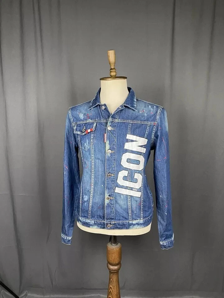 MINT! Dsquared2 ICON Men's Blue Denim Jeans Jacket Size 48 - Image 2 of 4