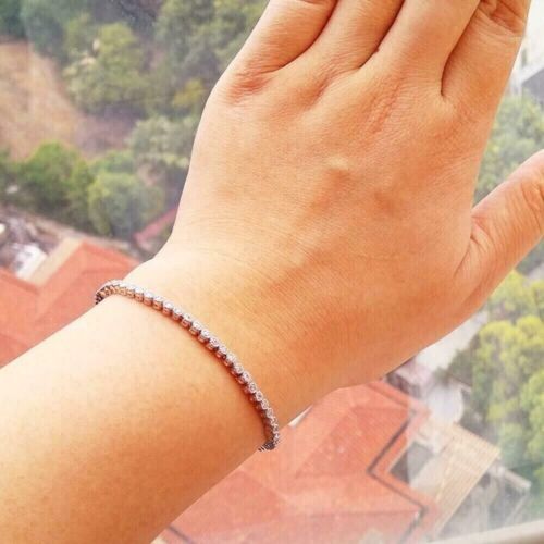 7Ct Round Cut Diamond Womens Tennis Bracelet Solid 14K White Gold Over 7.25 inch - Picture 2 of 5