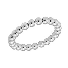 Shiny Linked Spheres of Sterling Silver Beaded Band Ring-7