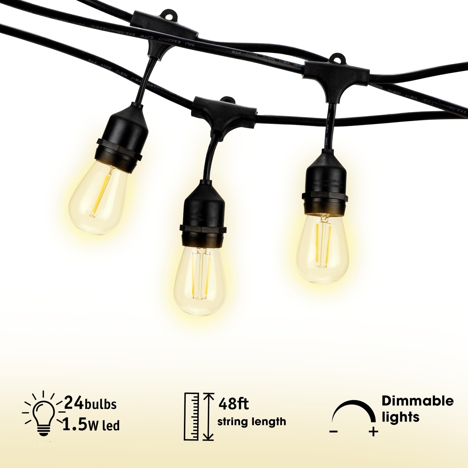 Outdoor Weatherproof Commercial LED Backyard Bistro Cafe Patio Light String, ...