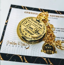 24k Gold Plated Antique Style Quartz Pocket Watch Son Birthday Wedding Gft 24K