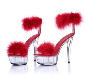 faux fur platform heels