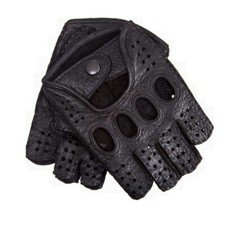 PRIME Fingerless Motorrad-Handschuhe – Halbfinger, Aus Weichem Leder, Mit Klettverschluss, Retro-Style, Für Motorrad & Radsport