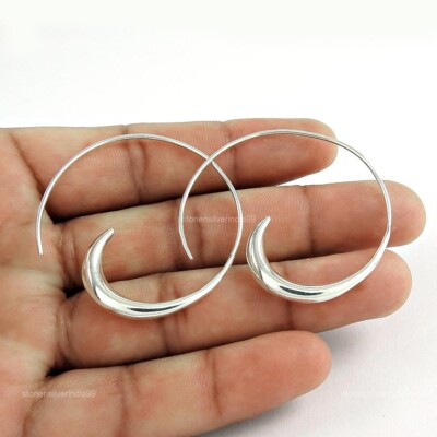 Indian Artisan Jewelry 925 Solid Sterling Silver Drop Dangle Earrings R14
