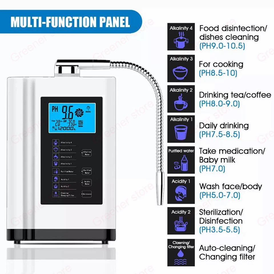 Alkaline Water Ionizer Purifier Machine Touch LCD Control 6000L Washer Display - Image 3 of 4