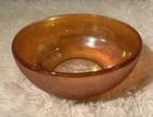 Vintage Glass Bowl Home Tea Company Iridescent Marigold Basketweave Dish
