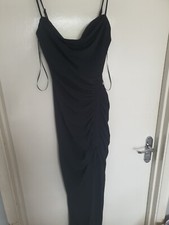 Zara Midi Dress With Drape Detail And Gathered Side Size S Black