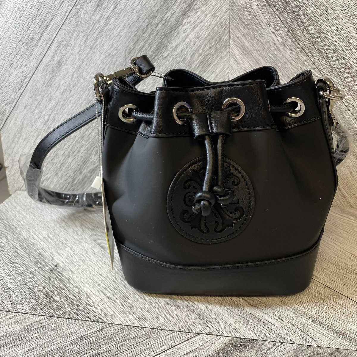 CXL by Christian Lacroix Black Paulina Nylon Drawstring Bucket