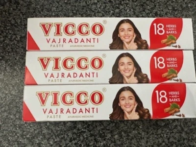 3x Vicco Toothpaste 18 Herbs Barks Vegan Herbal Strong Gums Teeth 100ml