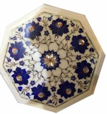 12" Marble Side Coffee Table Top Mosaic Inlay Marquetry Lapis Art Home Decor