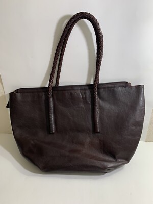 Noonday Collection Arcadia Leather Shoulder Bag Tote Brown Color